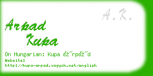 arpad kupa business card